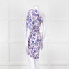 Isabel Marant White Purple Floral Ruched One Shoulder Mini Dress