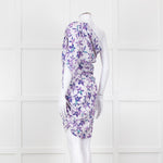 Isabel Marant White Purple Floral Ruched One Shoulder Mini Dress