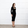 Andreadamo Black Rib Knit Midi Dress
