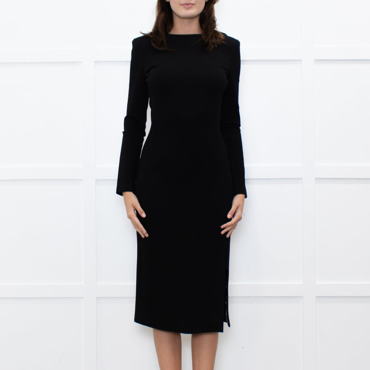 Just Cavalli Black Dress with Shoulder Pads and Long Sleeves