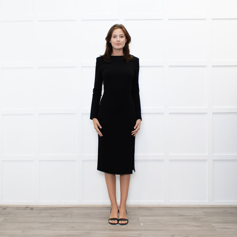 Just Cavalli Black Dress with Shoulder Pads and Long Sleeves