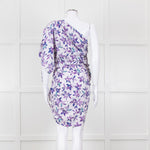 Isabel Marant White Purple Floral Ruched One Shoulder Mini Dress