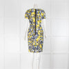 Erdem Yellow Blue Cream Floral Cotton Cap Sleeve Dress