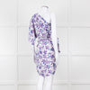 Isabel Marant White Purple Floral Ruched One Shoulder Mini Dress