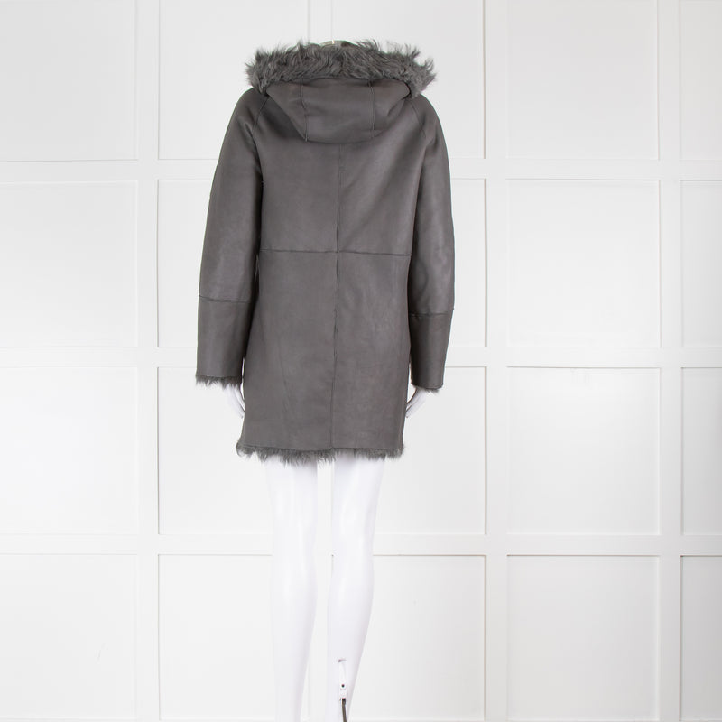 DROMe Grey Shaggy Fur Coat With Hood – Phoenix Style