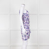 Isabel Marant White Purple Floral Ruched One Shoulder Mini Dress
