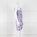 Isabel Marant White Purple Floral Ruched One Shoulder Mini Dress