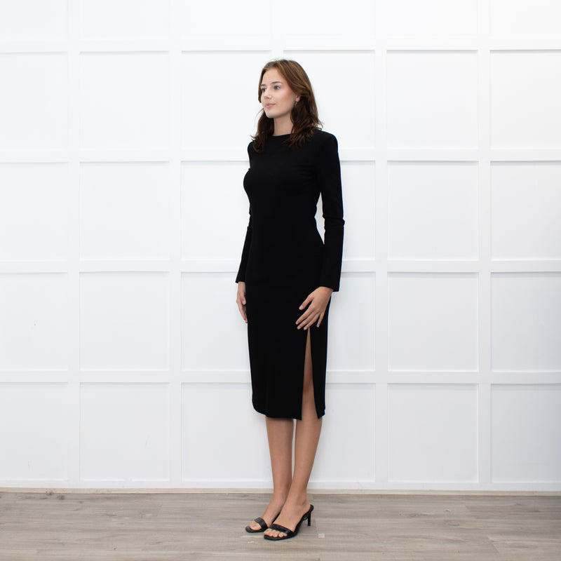 Just Cavalli Black Dress with Shoulder Pads and Long Sleeves