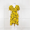 Diane Von Furstenberg Yellow Black Floral Wrap Mini Dress