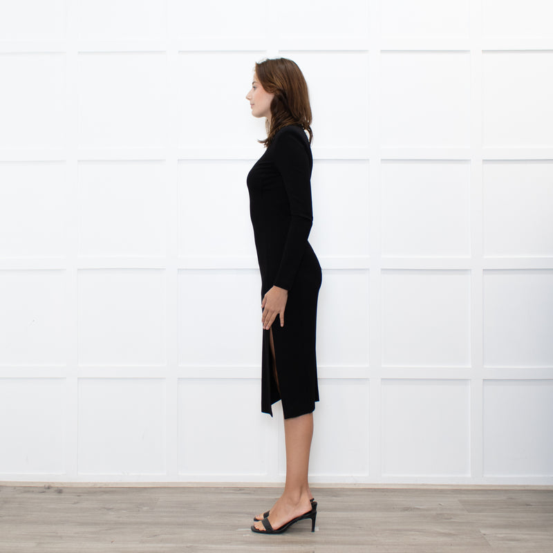Just Cavalli Black Dress with Shoulder Pads and Long Sleeves