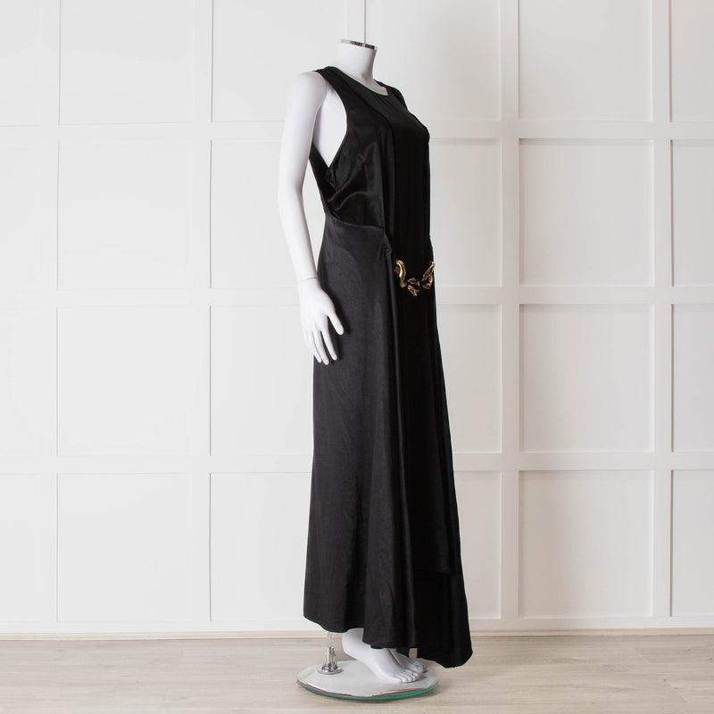 JW Anderson Black Sleeveless Midi Dress with Chunky Chain Waist