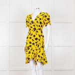 Diane Von Furstenberg Yellow Black Floral Wrap Mini Dress