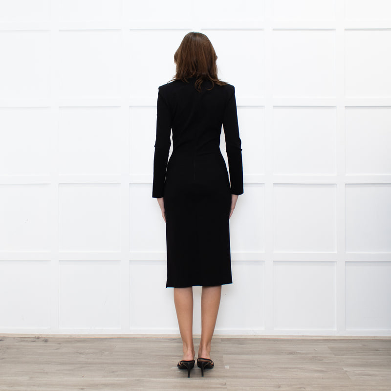 Just Cavalli Black Dress with Shoulder Pads and Long Sleeves