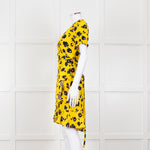 Diane Von Furstenberg Yellow Black Floral Wrap Mini Dress