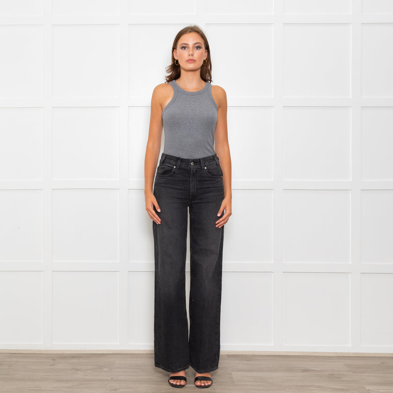 Paige Black Sasha High Waisted Straight Leg Jeans