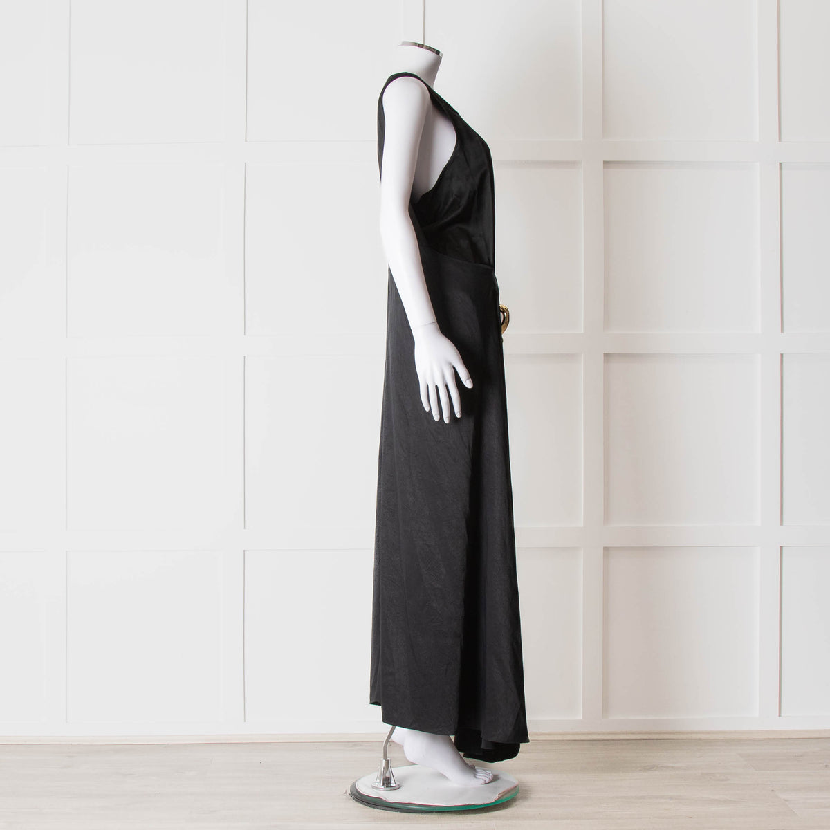 JW Anderson Black Sleeveless Midi Dress with Chunky Chain Waist