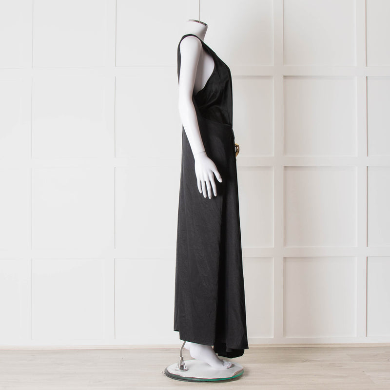 JW Anderson Black Sleeveless Midi Dress with Chunky Chain Waist