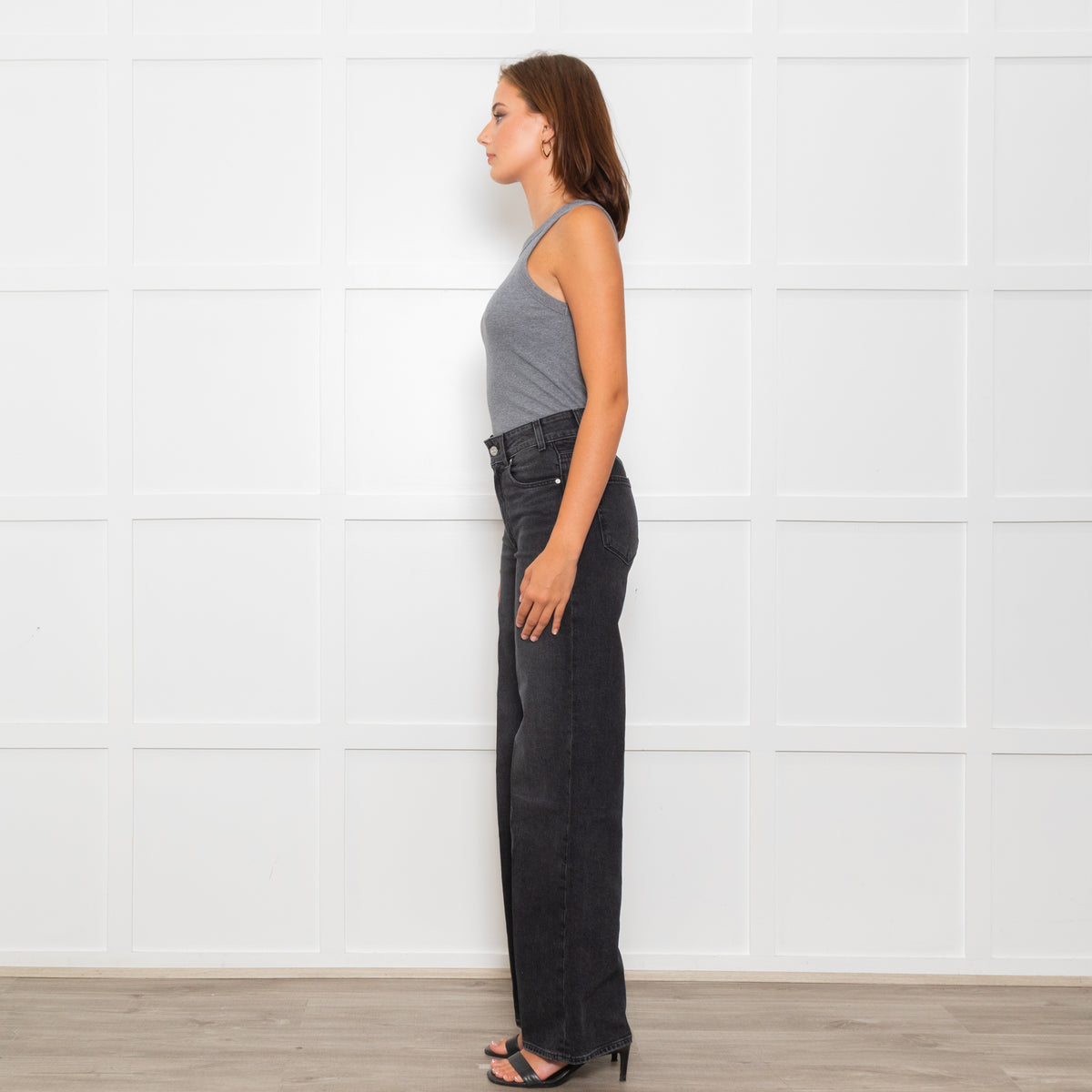 Paige Black Sasha High Waisted Straight Leg Jeans