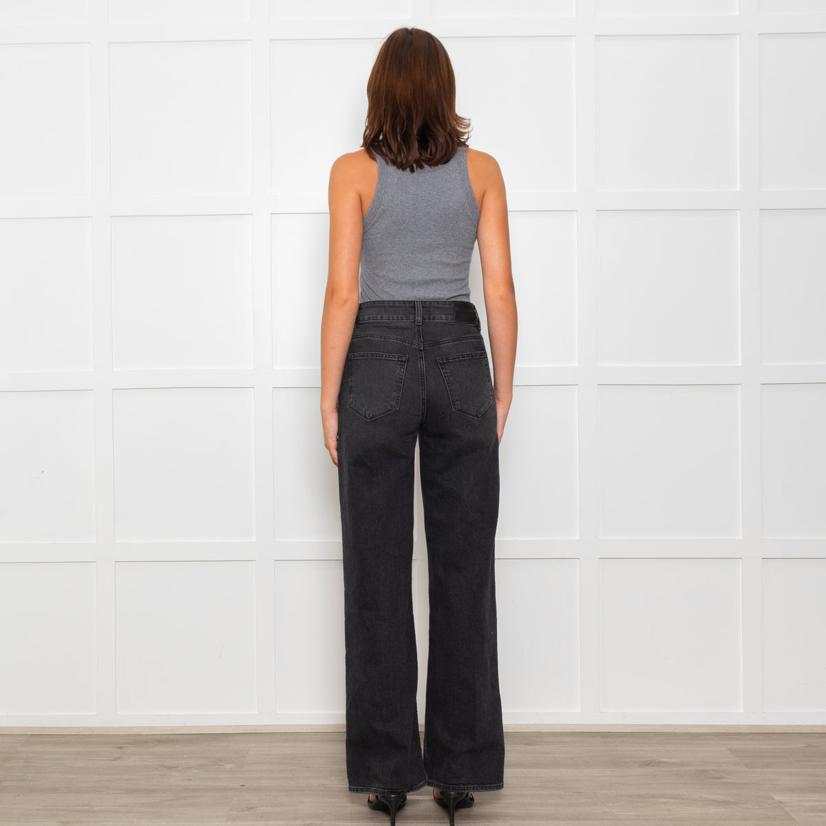 Paige Black Sasha High Waisted Straight Leg Jeans