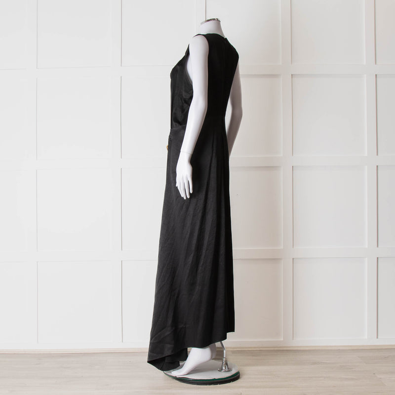 JW Anderson Black Sleeveless Midi Dress with Chunky Chain Waist