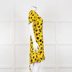 Diane Von Furstenberg Yellow Black Floral Wrap Mini Dress