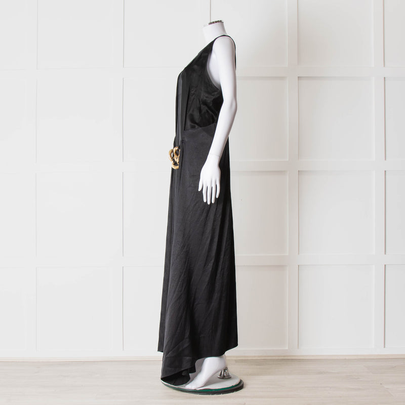 JW Anderson Black Sleeveless Midi Dress with Chunky Chain Waist