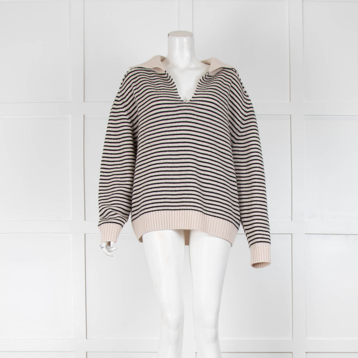 Allude Collard Black Stripe Cashmere Jumper