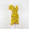 Diane Von Furstenberg Yellow Black Floral Wrap Mini Dress