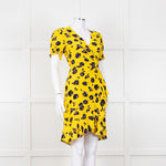 Diane Von Furstenberg Yellow Black Floral Wrap Mini Dress