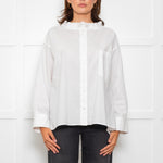 Wyse White Cotton Frill Trim Oversized Shirt