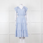 Rails Blue White Striped Cotton Tiered Dress