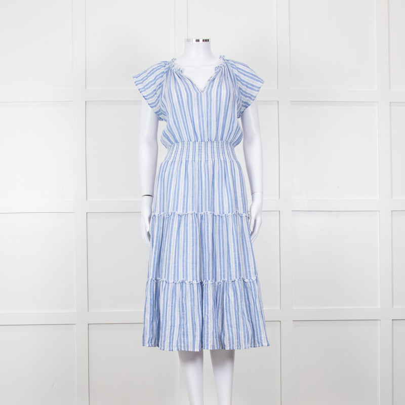Rails Blue White Striped Cotton Tiered Dress