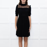 Valentino Black Short Sleeve Lace Panelled Mini Dress