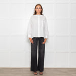 Wyse White Cotton Frill Trim Oversized Shirt
