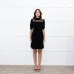 Valentino Black Short Sleeve Lace Panelled Mini Dress
