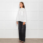 Wyse White Cotton Frill Trim Oversized Shirt