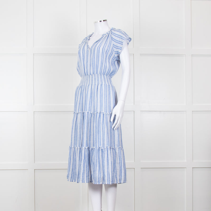 Rails Blue White Striped Cotton Tiered Dress