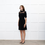 Valentino Black Short Sleeve Lace Panelled Mini Dress