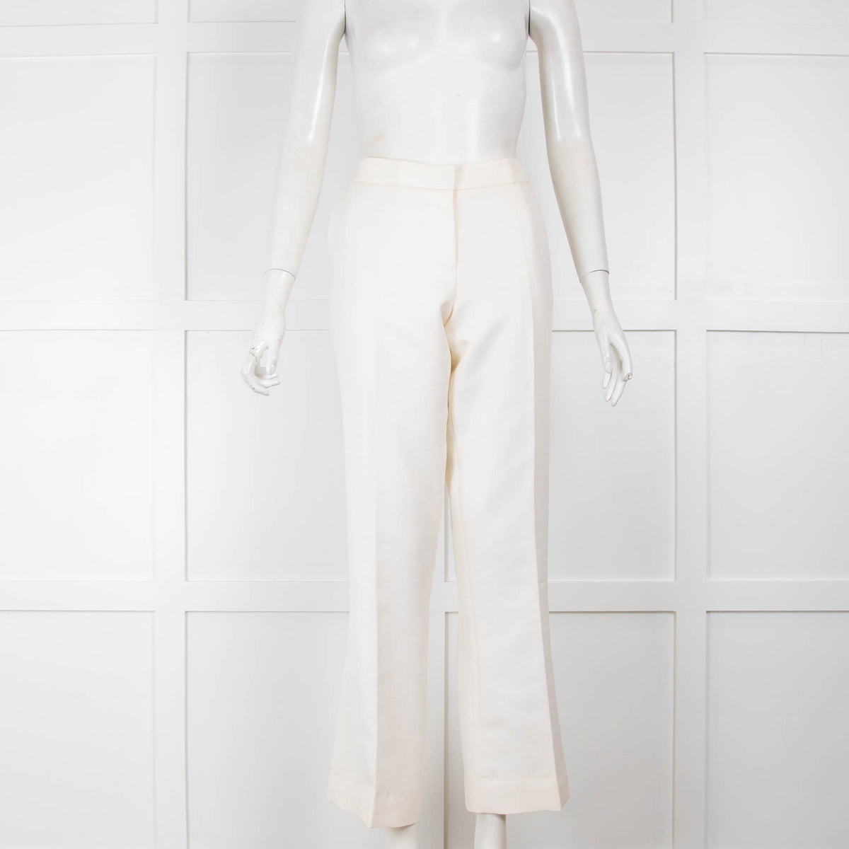 Amanda Wakeley Cream Textured Cotton Trousers