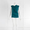 Helmut Lang Teal Drape Front Vest Top