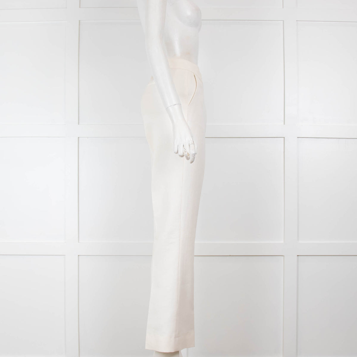 Amanda Wakeley Cream Textured Cotton Trousers