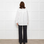 Wyse White Cotton Frill Trim Oversized Shirt