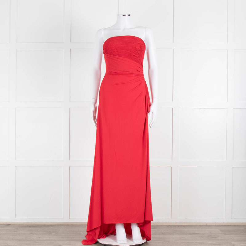 Giorgio Armani Red Ruched Bodice Stretch Gown