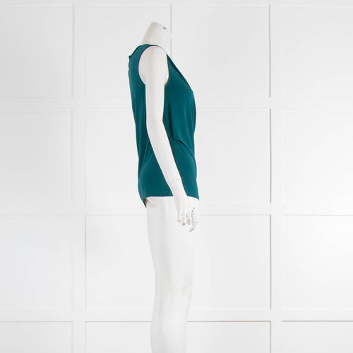 Helmut Lang Teal Drape Front Vest Top