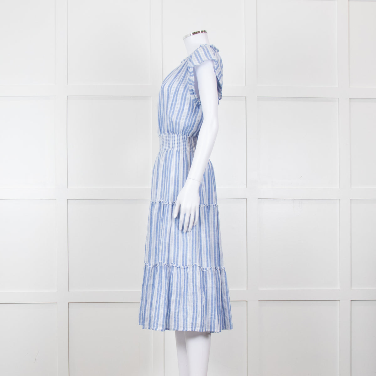 Rails Blue White Striped Cotton Tiered Dress