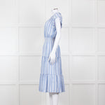 Rails Blue White Striped Cotton Tiered Dress