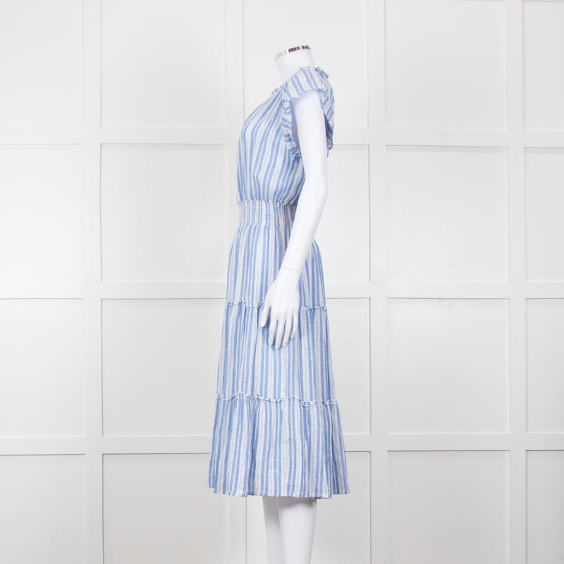 Rails Blue White Striped Cotton Tiered Dress