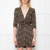 ba&sh Black & Beige Print Dress With 3/4 Length Sleeves