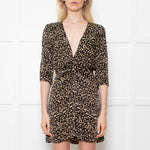 ba&sh Black & Beige Print Dress With 3/4 Length Sleeves