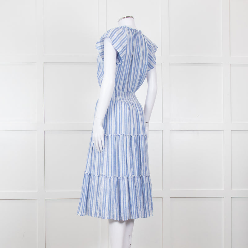 Rails Blue White Striped Cotton Tiered Dress